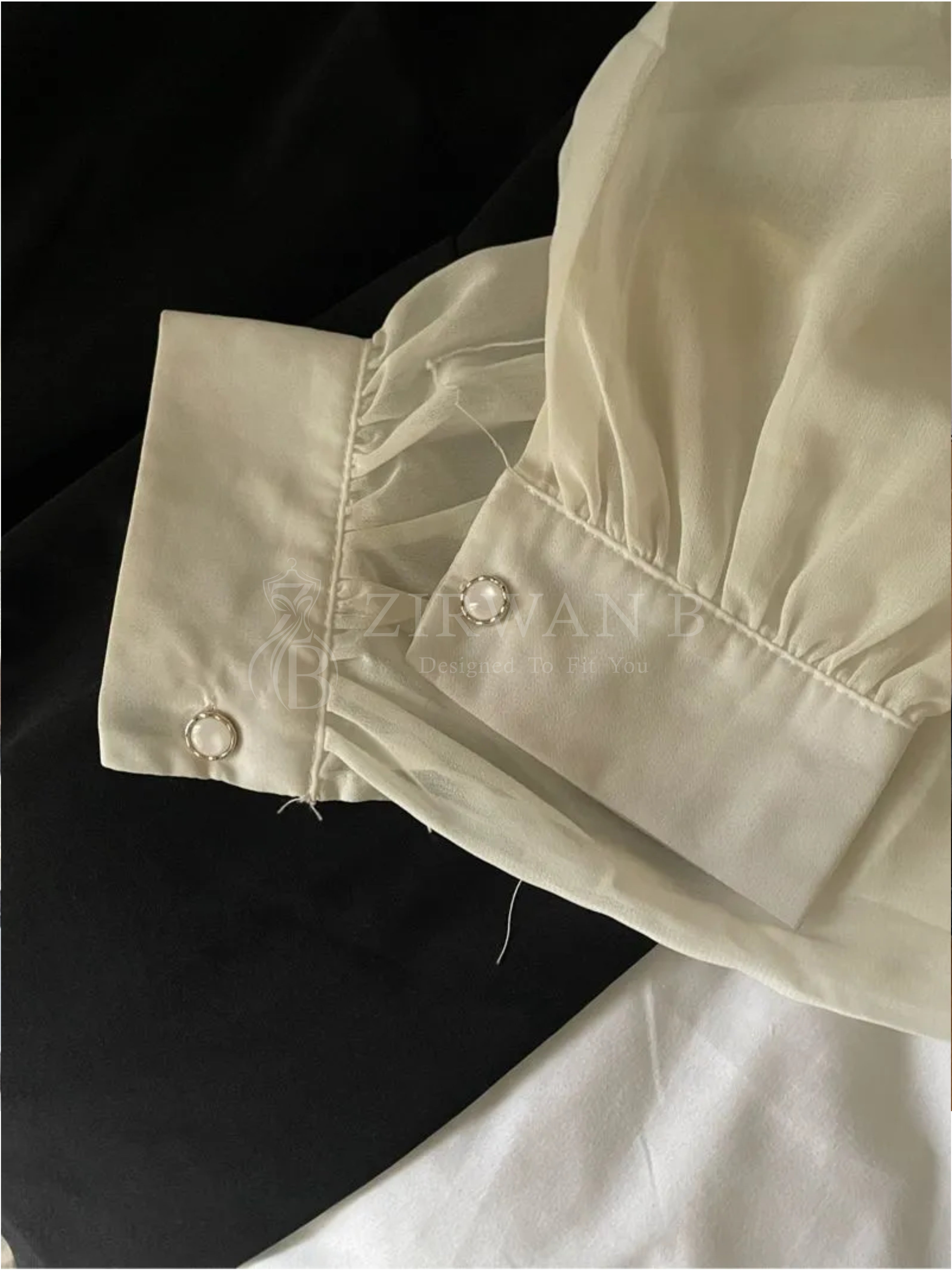 Platted Black Maxi with White Sleeves