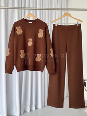 Brown Teddy Bear Fleece Winter Co-ord Set